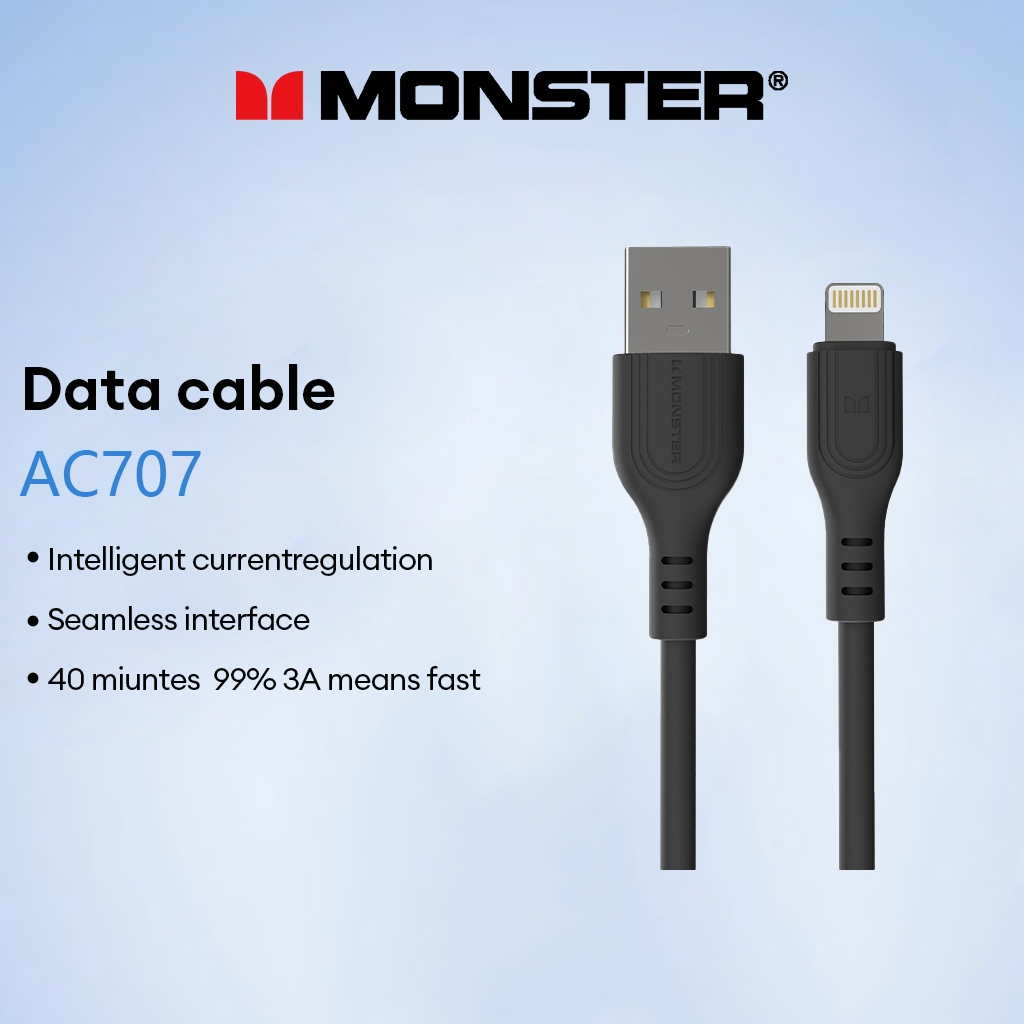 Monster AC707 สายชาร์จเร็วแบบถัก สาย USB สําหรับอุปกรณ์ ios และ Android