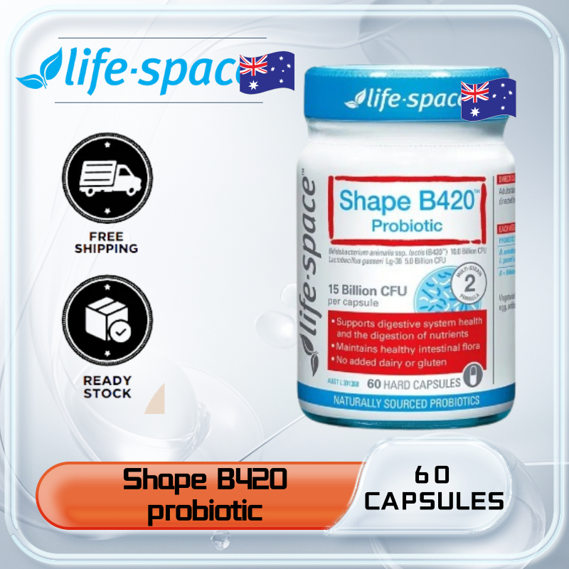 Life Space Shape B420 Probiotics 60 แคปซูลสําหรับกระชับสัดส่วนและเพิ่มการเผาผลาญไขมัน (EXP:02/2027)