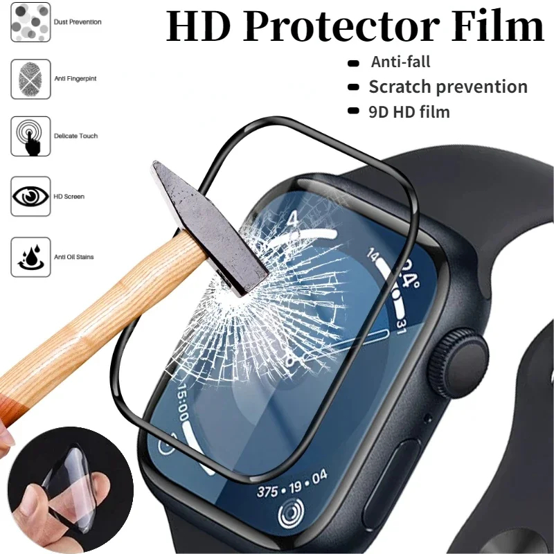 ฟิล์มกันรอยหน้าจอสําหรับ apple watch series 10 9 87654SE TPU watch 3D Full Coverage Film สําหรับ apple watch 46 มม.45 มม.44 มม.