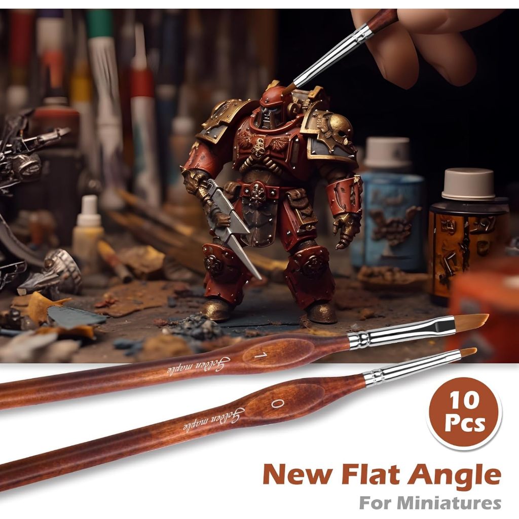 Golden Maple Miniature Model Paint Brushes-10pcs Micro Detail Brush Set, Small Fine Brushes for Acrylic, Oils, สีน้ํา & by Number, Citadel, Figurine, Warhammer 40k - รูปที่ 5
