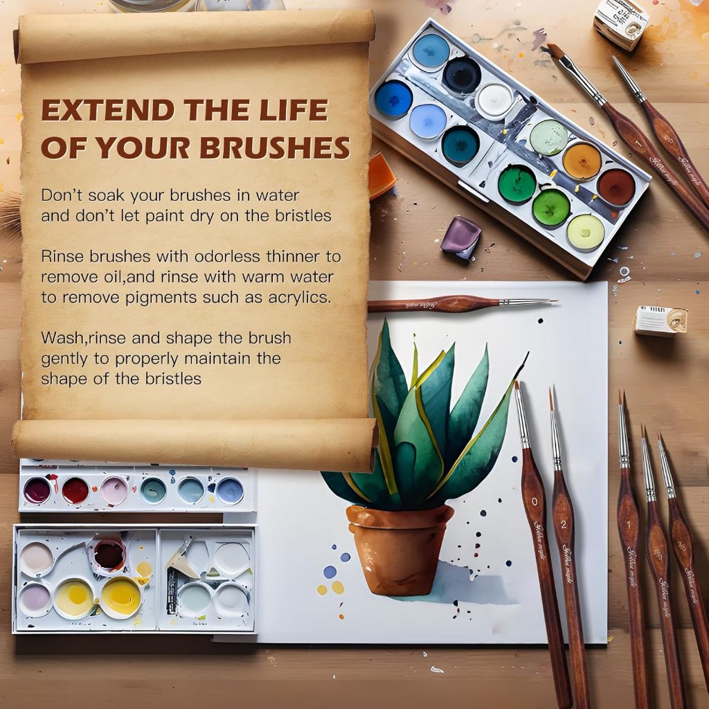 Golden Maple Miniature Model Paint Brushes-10pcs Micro Detail Brush Set, Small Fine Brushes for Acrylic, Oils, สีน้ํา & by Number, Citadel, Figurine, Warhammer 40k - รูปที่ 4