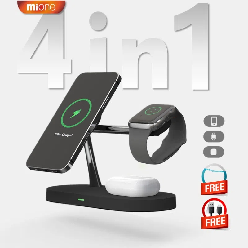 Mione 3 in 1 Wireless Charger Stand แท่นชาร์จสําหรับ Samsung IP 15 14 13 12 Pro Max Air pods Ultra