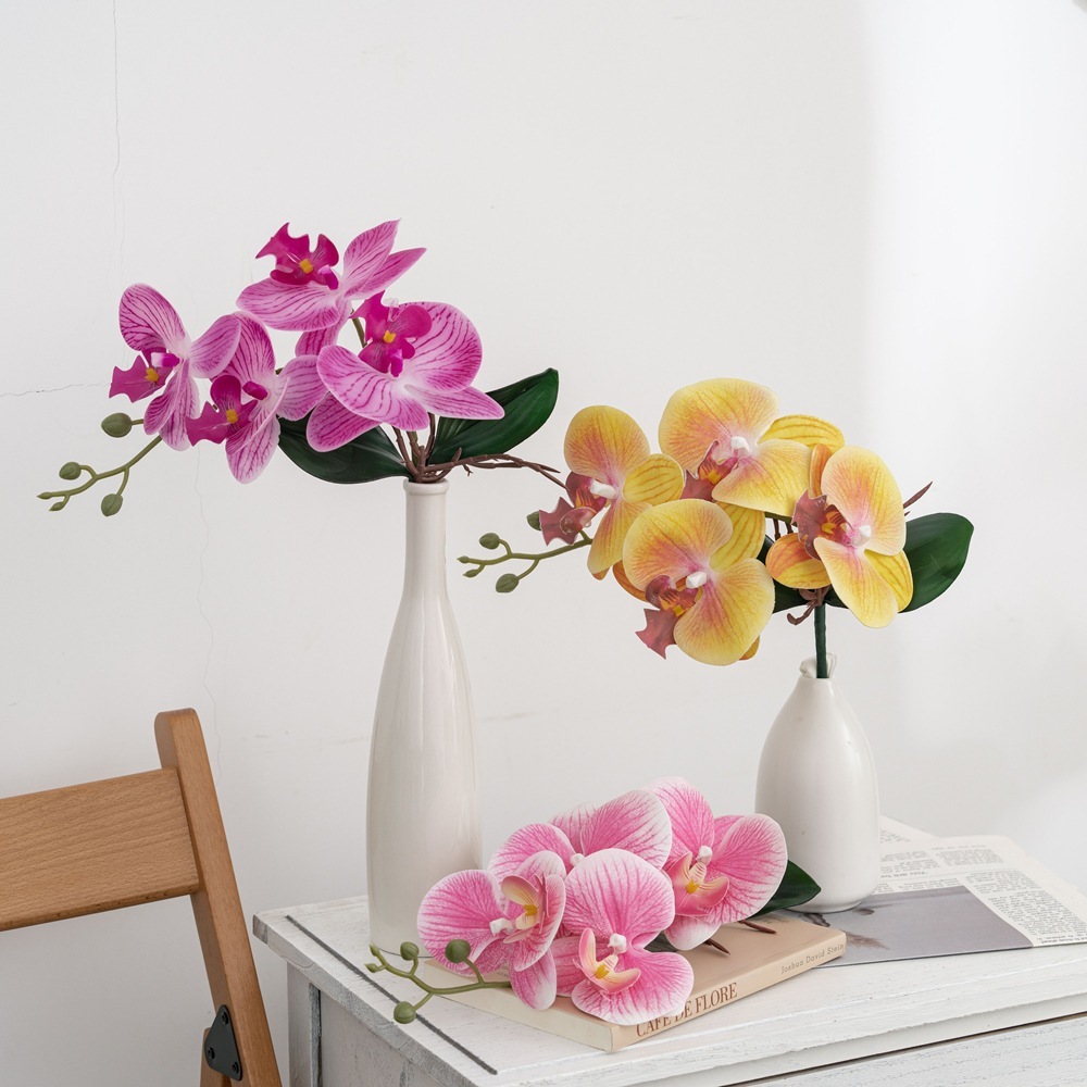 ไบโอนิค ฟาแลนนอปซิส ดอกไม้ปลอมดอกไม้ประดิษฐ์ตกแต่งแสงหรูหรา การจัดดอกไม้ แจกันตกแต่งบ้านห้องนั่งเล่นเครื่องประดับช่อดอกไม้