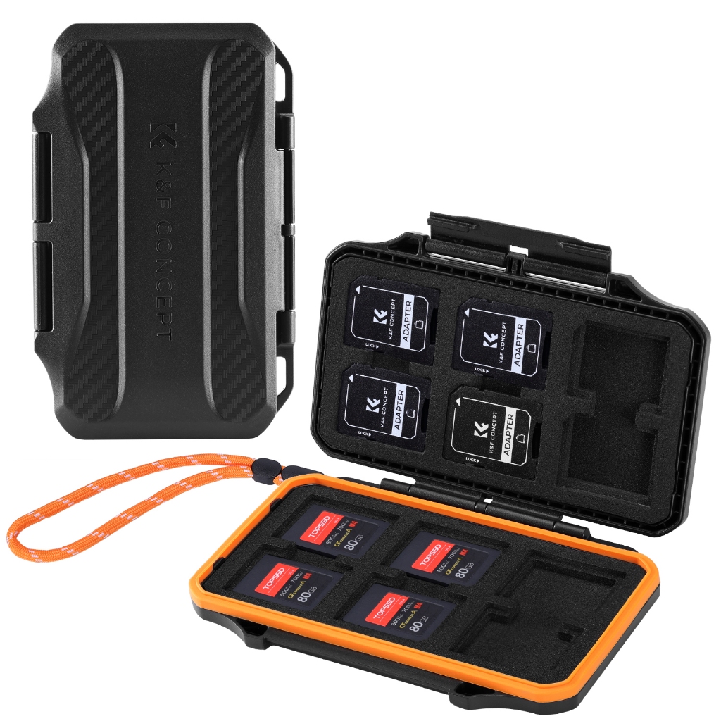 K&F Concept 24 Slots SD Card Holder การ์ดหน่วยความจํา, กันน้ํากันกระแทก Memory Card Storage Carrying Case สําหรับ 12 SD SD SD SD SD SD SD SD SD การ์ด SDHC, 12 CFexpress Type A