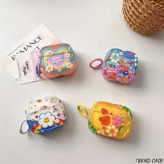 การ์ตูนกระต่ายหมีสายรุ้งหูฟังสําหรับ AirPods 3 Pro 2 AirPods 4 ฝาครอบป้องกัน Soft Case พวงกุญแจ