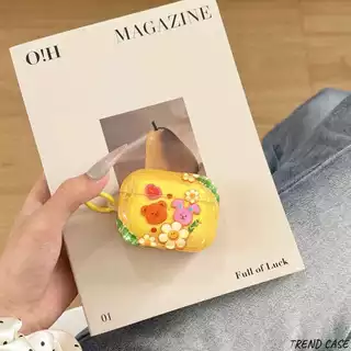 การ์ตูนกระต่ายหมีสายรุ้งหูฟังสําหรับ AirPods 3 Pro 2 AirPods 4 ฝาครอบป้องกัน Soft Case พวงกุญแจ