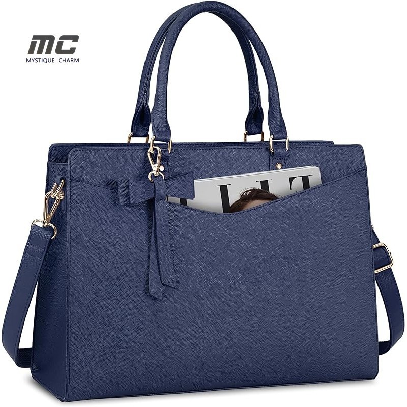 【MC】กระเป๋าสะพายข้างผู้หญิง หนังแท้ หลายช่อง สำหรับใส่ Macbook, Laptop 15.6 นิ้ว และ iPad ไปทำงาน ออฟฟิศ ใบใหญ่
