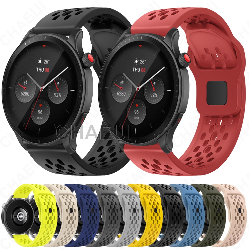 สายรัดซิลิโคนแบบสปอร์ตอุปกรณ์เสริมสําหรับ Amazfit GTR 4 3 Pro 2 / Balance 2 / Cheetah Pro / GTR Mini / Active 2