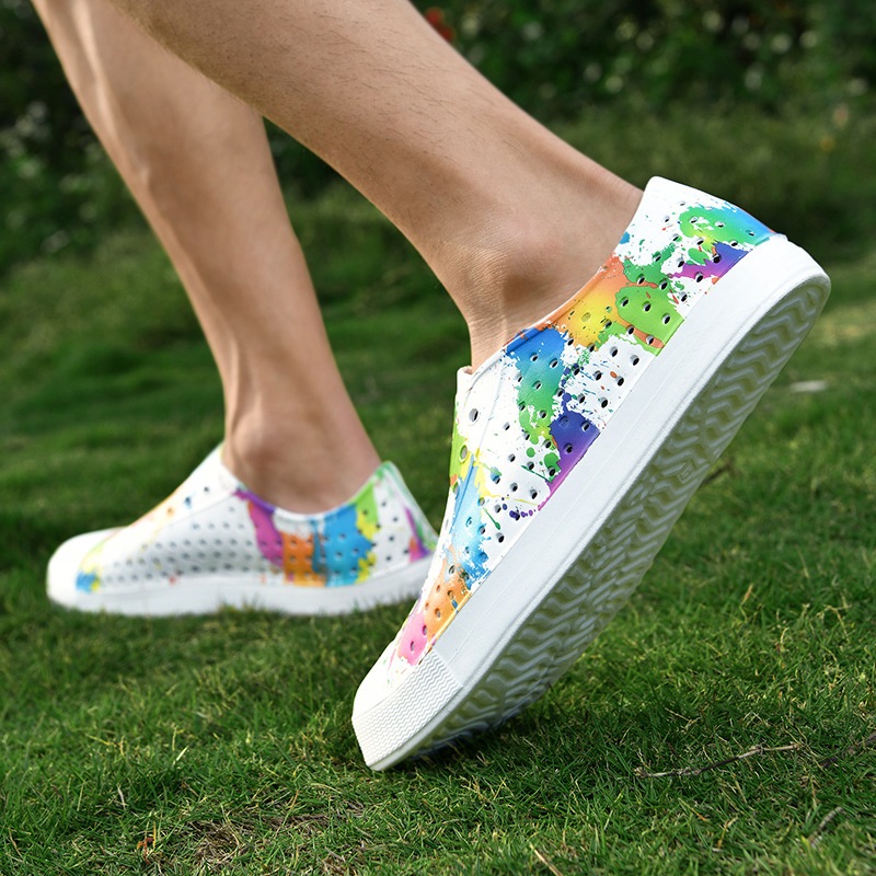 Influencer สไตล์เดียวกัน Graffiti คู่รองเท้าฤดูร้อน Breathable Hollow รองเท้าแตะ Beach Wading รองเท้า Anti - รูปที่ 7