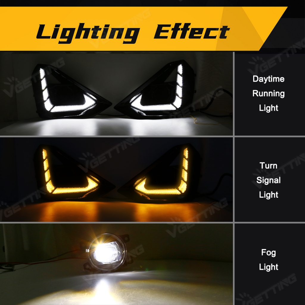 Vgetting สําหรับ Isuzu DMax 2024-UP LED ไฟวิ่งกลางวัน DRL กันชนหน้าไฟตัดหมอกไฟเลี้ยวสีเหลืองสีขาวอุปกรณ์เสริม