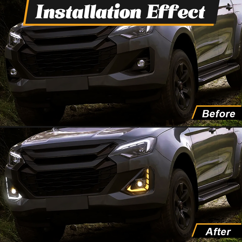 Vgetting สําหรับ Isuzu DMax 2024-UP LED ไฟวิ่งกลางวัน DRL กันชนหน้าไฟตัดหมอกไฟเลี้ยวสีเหลืองสีขาวอุปกรณ์เสริม