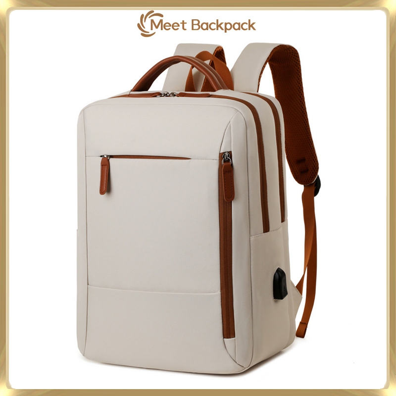 กระเป๋าเป้สะพายหลังสไตล์เกาหลีสําหรับผู้หญิง กระเป๋าแล็ปท็อปธุรกิจมินิมอล 15.6 นิ้ว