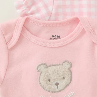 PAYI BABY-3 ชิ้น เด็กทารกน่ารักสาว ทารกแรกเกิดแขนสั้น ผ้าฝ้ายนุ่มบอดี้สูท