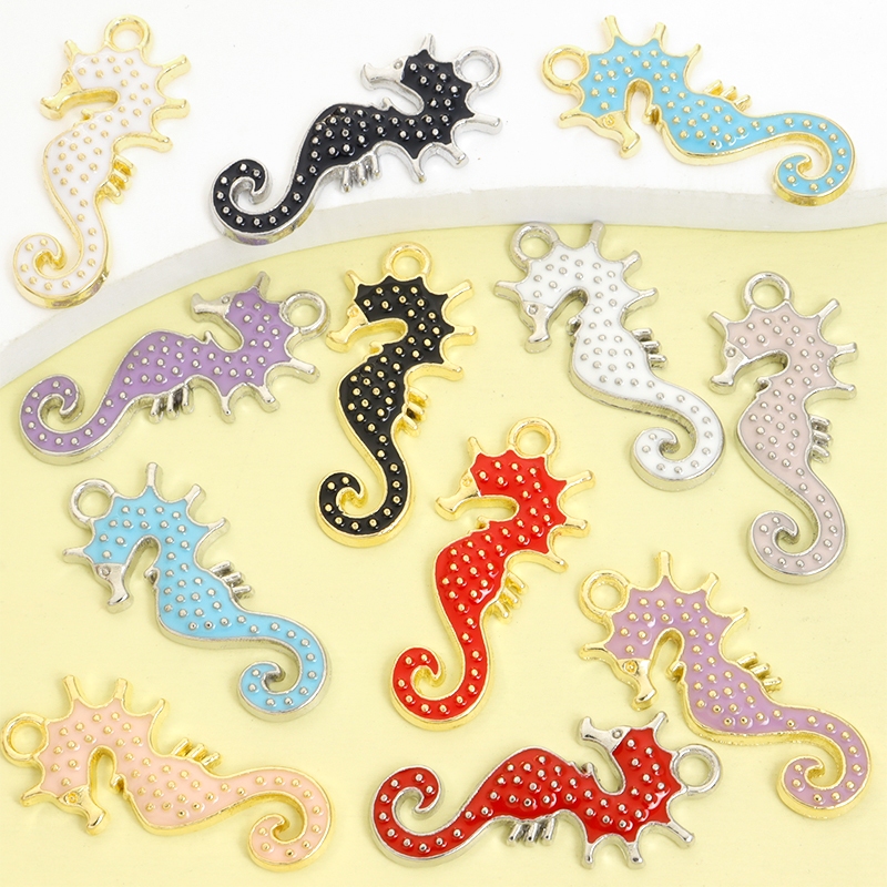 10ชิ้นน่ารักMulticolor Marine Life Seahorse CharmsสําหรับDIYสไตล์ฤดูร้อนสร้อยคอสร้อยข้อมือสร้อยข้อเท้าต่างหูพวงกุญแจ,เหมาะสําหรับสบายๆชายหาดวันหยุดDress & Ocean Theme Party Decor