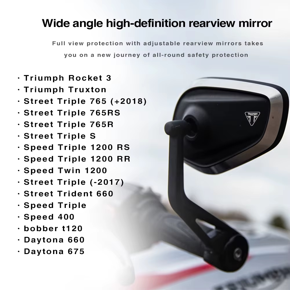 ใหม่รถจักรยานยนต์Handlebarกระจกมองข้างบาร์EndกระจกชุดสําหรับStreet Triple S 765 765RS 765R Bobber T120 Daytona 660 675ความเร็ว 400