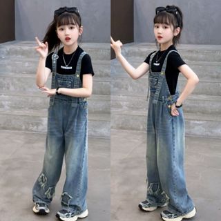 ชุดเอี๊ยมยีนส์เด็กผู้หญิงฤดูใบไม้ร่วงใหม่เสื้อฮู้ดสไตล์ตะวัน…