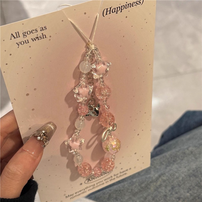 เกาหลีหวานดอกทิวลิปดอกไม้กุทัณฑ์จี้ลูกปัดโทรศัพท์เสน่ห์สายสําหรับ ไอโฟน โซ่เชือกเส้นเล็กสาวผู้หญิงแขวนสายไฟเชือกเครื่องประดั