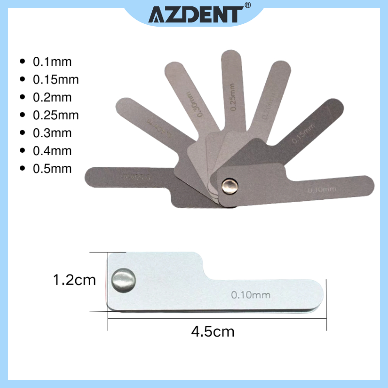 7 ชิ้น/เซ็ตฟัน Gap วัดไม้บรรทัดสแตนเลสทันตแพทย์เครื่องมือทันตกรรม Interproximal Reduction IPR ระบบ AZDENT