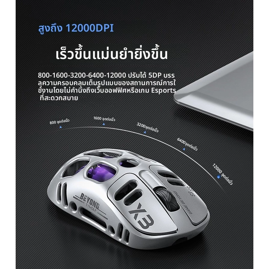 T-Wolf X3 เมาส์เกมมิ่งไร้สาย 3 โหมด RGB thumbnail 5