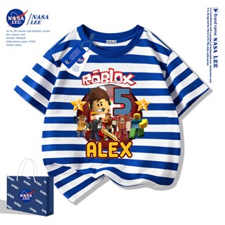 เสื้อยืดเด็ก NASA ผ้าฝ้ายนุ่ม ไซส์ใหญ่ ลายเลโก้แอ็คชั่นสุดมั…