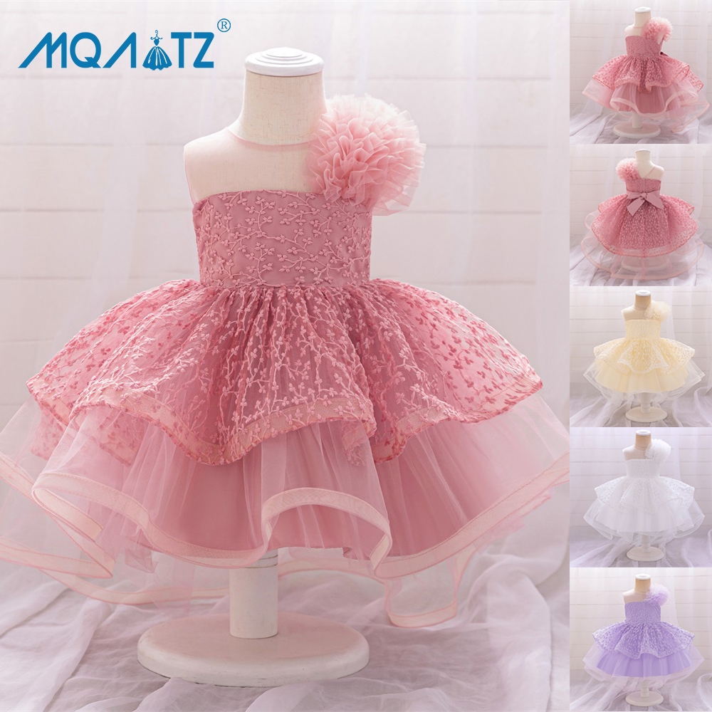 Mqatz พิธี 1 ปีชุดสําหรับเสื้อผ้าเด็กทารกเจ้าหญิง Baptism Tutu ชุดดอกไม้วันเกิดชุด AT002XZ