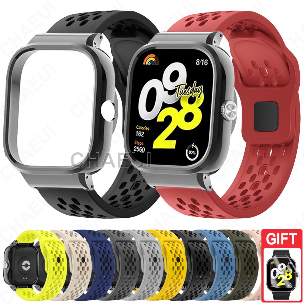 สายซิลิโคนแบบสปอร์ตพร้อมเคสสร้อยข้อมืออุปกรณ์เสริมสําหรับ Redmi Watch 5 4 3 Active 2 Lite / Mi Watch Lite
