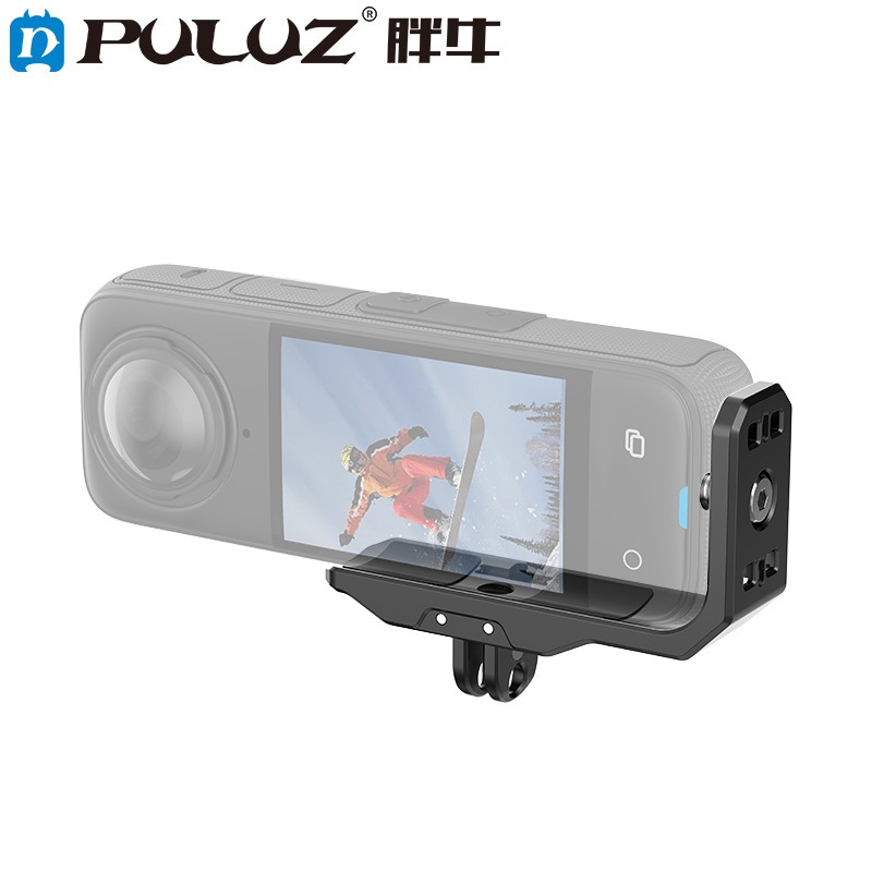 PULUZ การถ่ายภาพแนวนอนแนวตั้ง Quick Release โลหะ L Bracket สําหรับ Insta360 X4 / X3 (สีดํา)