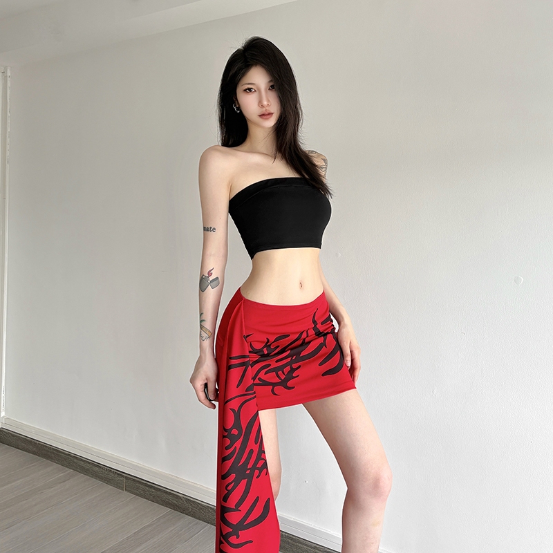 Cutenew พิมพ์กระโปรงเอวสูงไม่สม่ําเสมอ Patchwork Hip-Covering Cool ฤดูร้อนผู้หญิงแฟชั่นลําลองเซ็กซี่สไตล์อเนกประสงค์สาวเผ็ด ราคา ถูกที่สุด ดีลบีเคเค แกลเลอรีภาพที่ 4