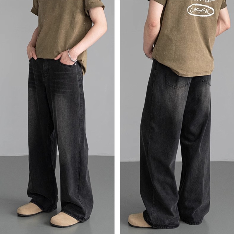 Baggy jeans พร้อมส่ง กางเกงยีนส์ผู้ชายขากว้างขนาดใหญ่  4 สี  ฮิปฮอปย้อนยุค  สไตล์อเมริกัน