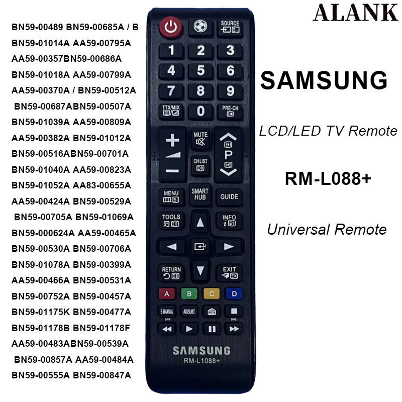 ALANK รีโมทคอนโทรลสากล Samsung LCD รีโมทคอนโทรลสมาร์ททีวี (รุ่นอินฟราเรด) RM-L1088+