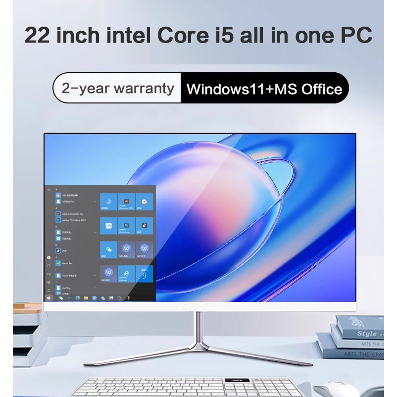 2026 All-in-One คอมพิวเตอร์เดสก์ท็อป 22 นิ้วชุด Intel Core i5 โปรเซสเซอร์ 8G RAM256GB SSD, เหมาะสําหรับ Home/Office/Game IPS 1920 * 1080 หน้าจอขนาดใหญ่ HD จอแสดงผล รับประกัน 2 ปี