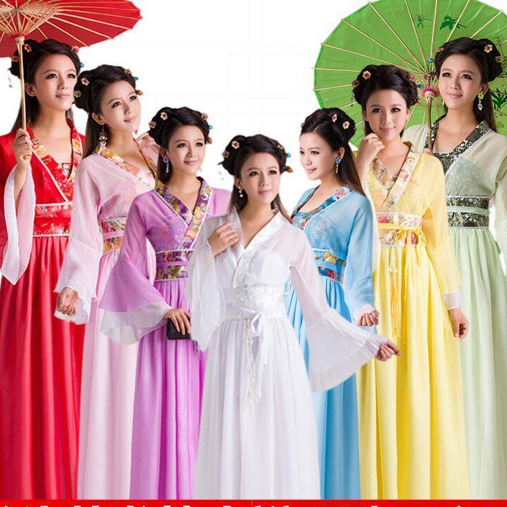 เครื่องแต่งกายเต้นรําพื้นบ้านจีนผู้ใหญ่โบราณ ฮันฟู แห่งชาติคอสเพลย์แบบดั้งเดิมจีนเสื้อผ้าสําหรับผู้หญิงเสื้อผ้าเลดี้เวทีชุด
