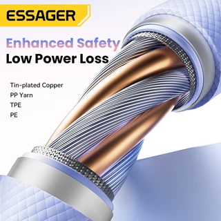 ESSAGER 7A 100W Super Fast สายชาร์จข้อมูล USB-A ถึง Type-C ใช้งานร่วมกับ Dual สีถักสําหรับ Huawei Honor OPPO
