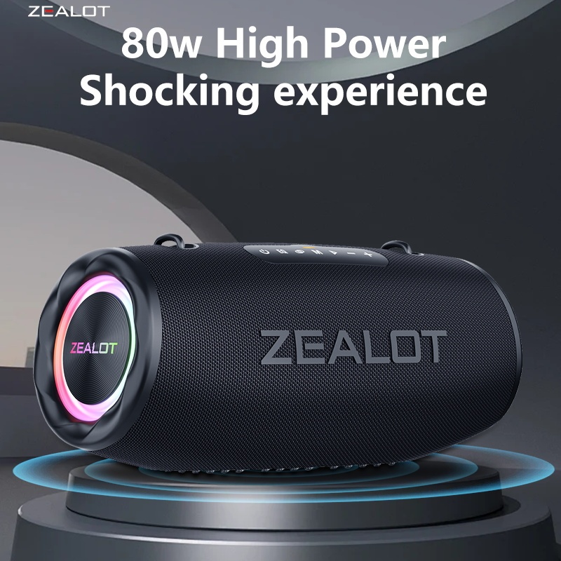 ZEALOT S87 ลําโพง Bluetooth Speaker 80W IPX6 | 16000mAh ใช้งานได้ 50 ชั่วโมง | พร้อมสายคล้องไหล่ | เ