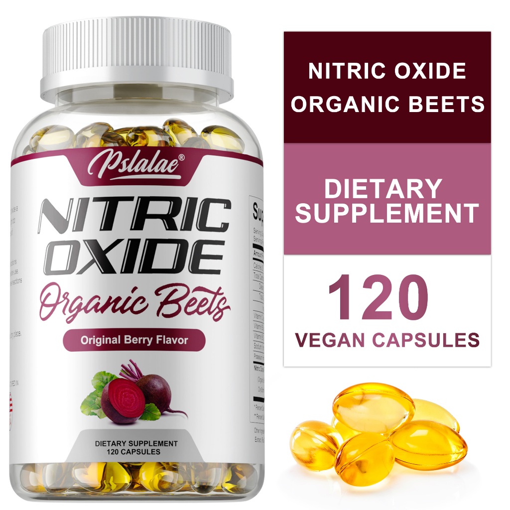 อาหารเสริมไนตริกออกไซด์ 120 ชิ้น- บีทรูทออร์แกนิกรองรับความดันโลหิตเพื่อสุขภาพ