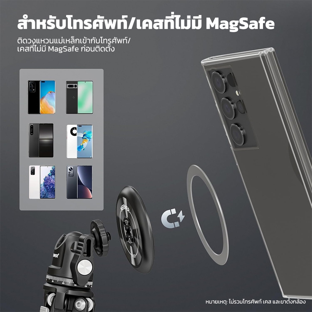 Neewer PA010 ที่วางโทรศัพท์แบบแม่เหล็กพร้อมวงแหวนแม่เหล็กสําหรับ iPhone MagSafe