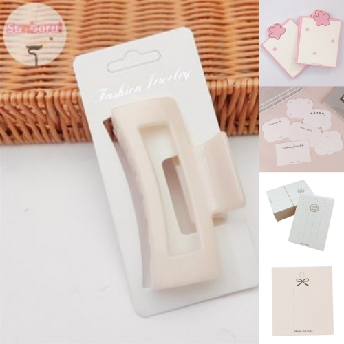 Sunborui 50 ชิ้น Claw คลิปกระดาษสําหรับตกแต่งผม พร้อมกระดาษแขวนแท็ก DIY เครื่องประดับกระดาษแข็ง