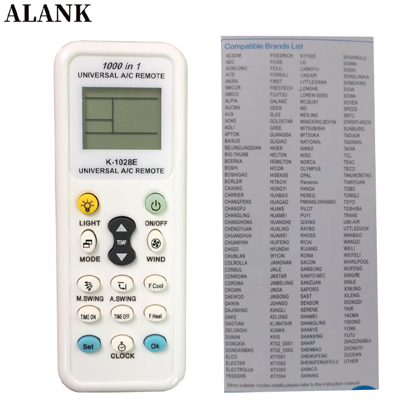 ALANK รีโมทแอร์อเนกประสงค์ รองรับทุกรุ่น ทุกยี่ห้อ รุ่น K-1028E