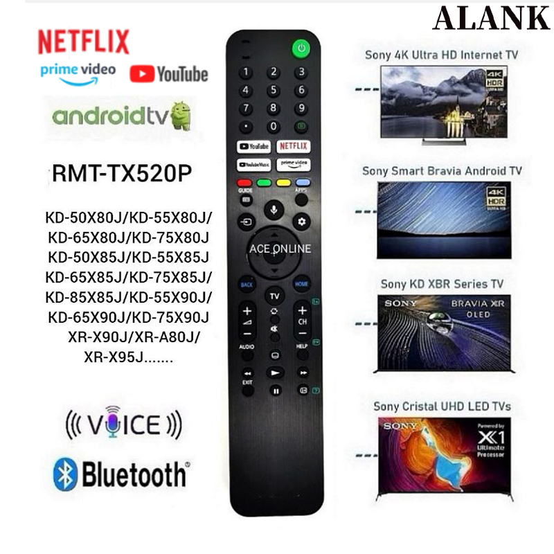 ALANK รีโมทแท้ รีโมททีวี SONY พร้อมเสียงสั่งการ (สำหรับทีวี LED อัจฉริยะ ปี 2020-2023) รุ่น RMF-TX520P