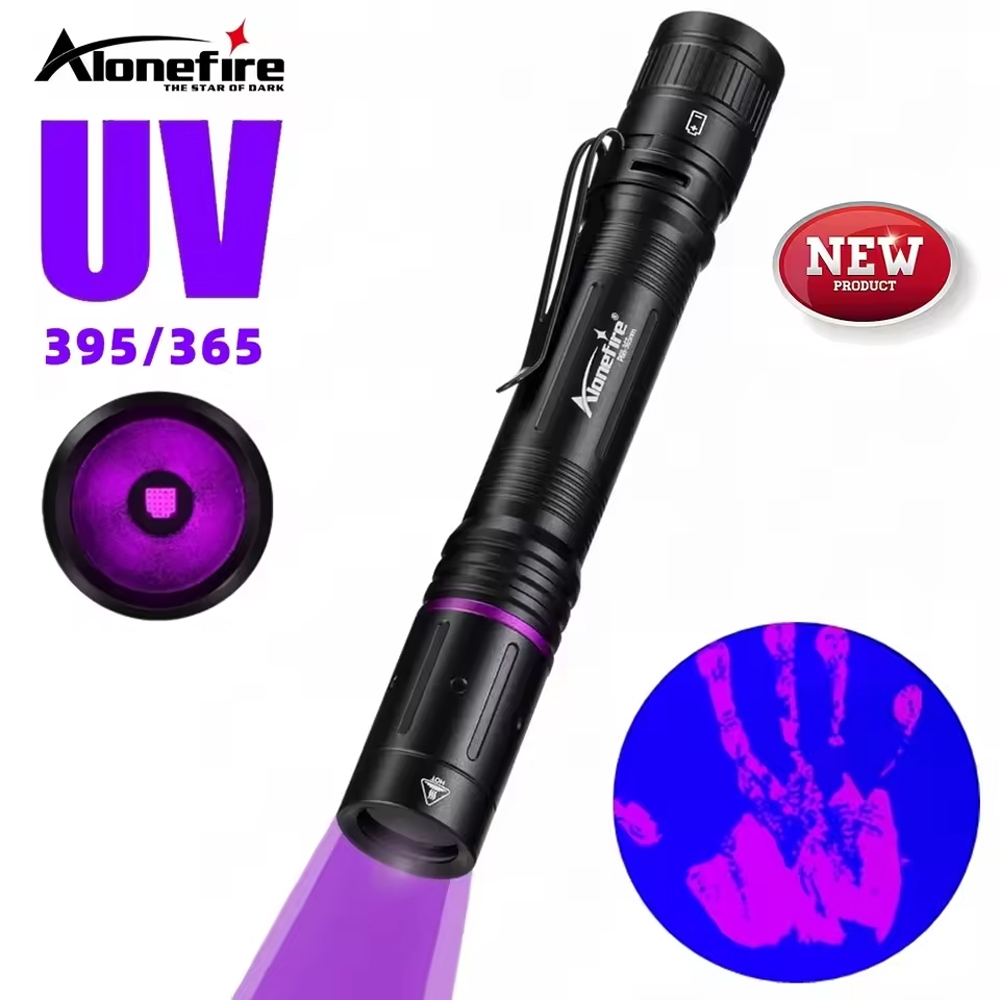 Alonefire P68 UV ปากกา 365nm/395nm ไฟฉายเงินเรืองแสงตรวจสอบสัตว์เลี้ยงคราบแมว Tinea ที่มองไม่เห็นหมึ