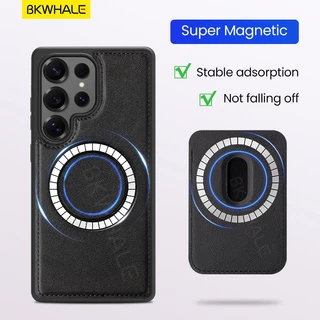 SAMSUNG BKWHALE Magnetic Card Holderเคสโทรศัพท์สําหรับSamsung Galaxy S26 S25 S24 Ultra S25Edge S26+ S25+ S24+ S23 S22 Ultra S22 + S24FEพร้อมกระเป๋าบัตรแม่เหล็กหนังปกหลังปลอก