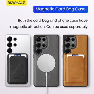 SAMSUNG BKWHALE Magnetic Card Holderเคสโทรศัพท์สําหรับSamsung Galaxy S26 S25 S24 Ultra S25Edge S26+ S25+ S24+ S23 S22 Ultra S22 + S24FEพร้อมกระเป๋าบัตรแม่เหล็กหนังปกหลังปลอก