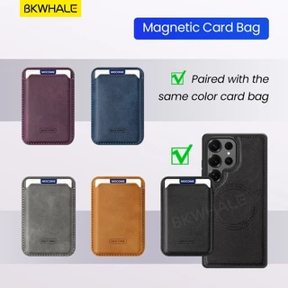 SAMSUNG BKWHALE Magnetic Card Holderเคสโทรศัพท์สําหรับSamsung Galaxy S26 S25 S24 Ultra S25Edge S26+ S25+ S24+ S23 S22 Ultra S22 + S24FEพร้อมกระเป๋าบัตรแม่เหล็กหนังปกหลังปลอก
