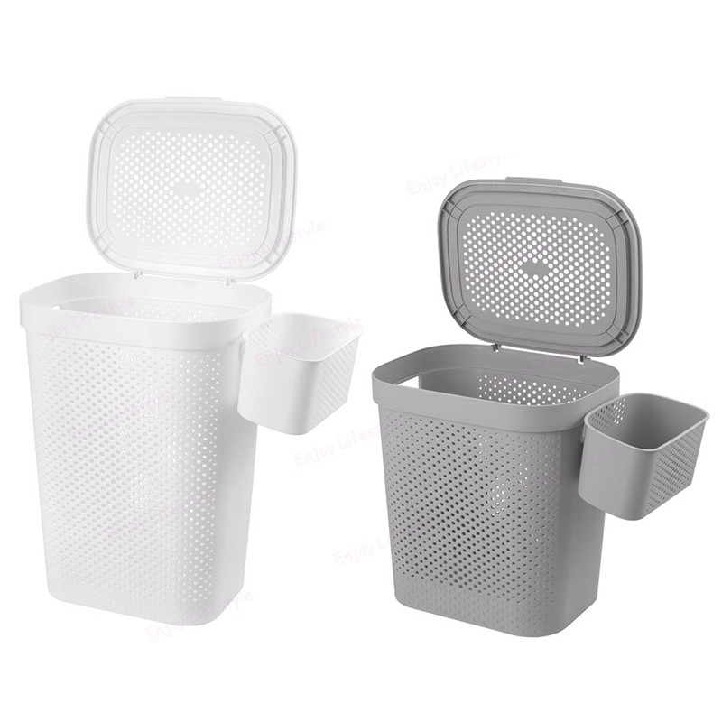 [จัดส่งในวันเดียวกัน] 45L/55Lตะกร้าใส่ผ้า ตะกร้าอเนกประสงค์ จัดเก็บเสื้อผ้า ระบายอากาศได้ laundry basket ขนาดใหญ่ สีขาว