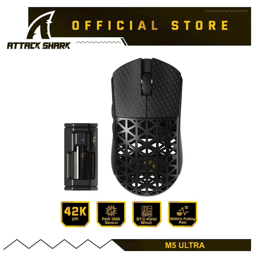 ATTACK SHARK X MAMBASNAKE M5 Ultra Carbon Fiber เมาส์สําหรับเล่นเกมไร้สาย 8Khz พร้อม PAW3950MAX