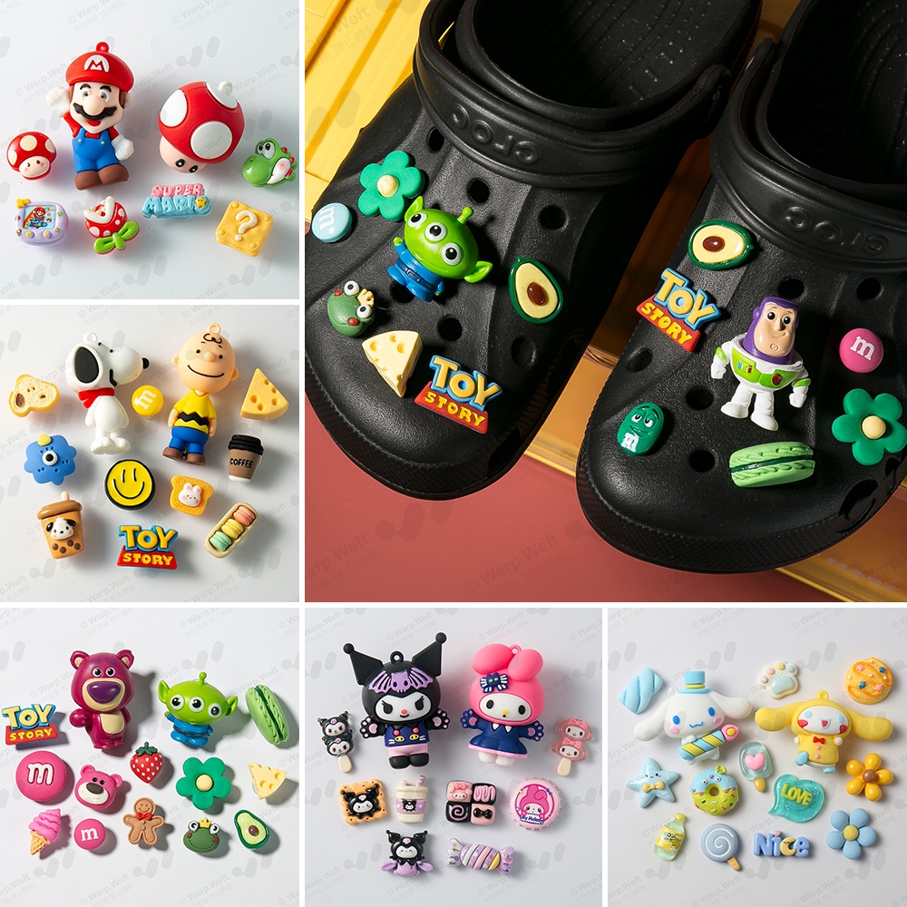 ของเล่นการ์ตูนรองเท้าCharms Pin BuckleสําหรับClogsและรองเท้าแตะตกแต่ง,ToyStory/Kuromi/Velentbearสไตล์Diyผู้หญิงรองเท้ารูอุปกรณ์ตกแต่ง