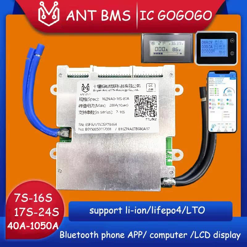 บอร์ดป้องกันแบตเตอรี่ลิเธียม 17S เป็น 24S 22S Ant BMS 72V 60V Li-ion Lifepo4 100A 950A 325A 420A 105