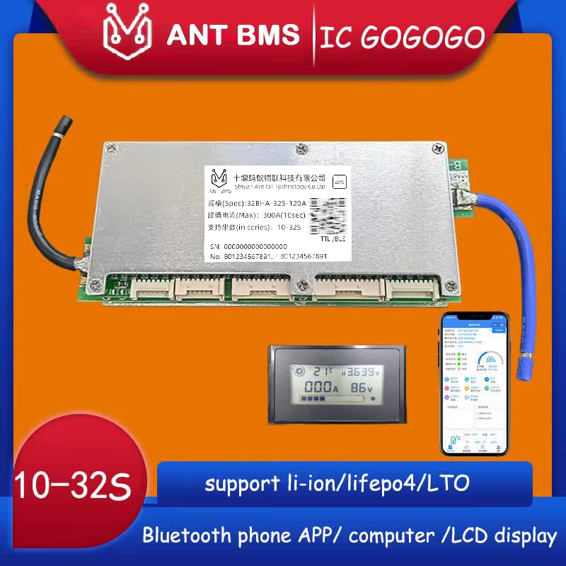 บอร์ดป้องกันแบตเตอรี่ลิเธียม 10S เป็น 32S 26S 28S 30S 300A 250A 200A ANT BMS lifepo4 LTO Lipo Li-ion