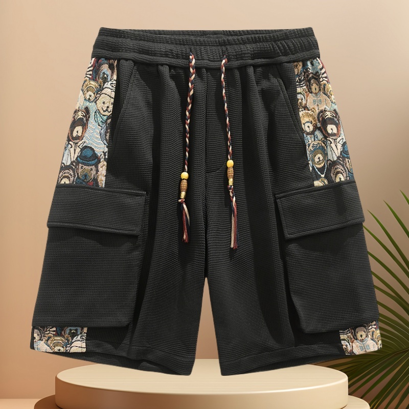 [ผ้าคุณภาพสูงสวมใส่ 40-160 กก.] M-8XL ฤดูร้อนอินเทรนด์ขนาดพิเศษหลวมหลายกระเป๋าโดยรวมกางเกงขาสั้นผู้ชายกีฬาระบายอากาศกันน้ําด้านล่างกันลม