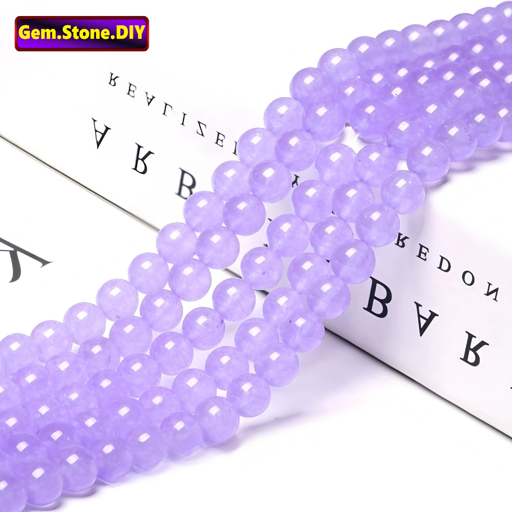 Lavender Chalcedony Natural Stone，Loose Bead ลาเวนเดอร์โมราหินธรรมชาติ,หลวมลูกปัด ตัวเว้นวรรค สําหรับสร้อยข้อมือ/สร้อยคอ/แหวน/ต่างหู,ขายส่งทําด้วยมือทําเองเครื่องประดับอุปกรณ์เสริม,สร้อยข้อมือหินคริสตั